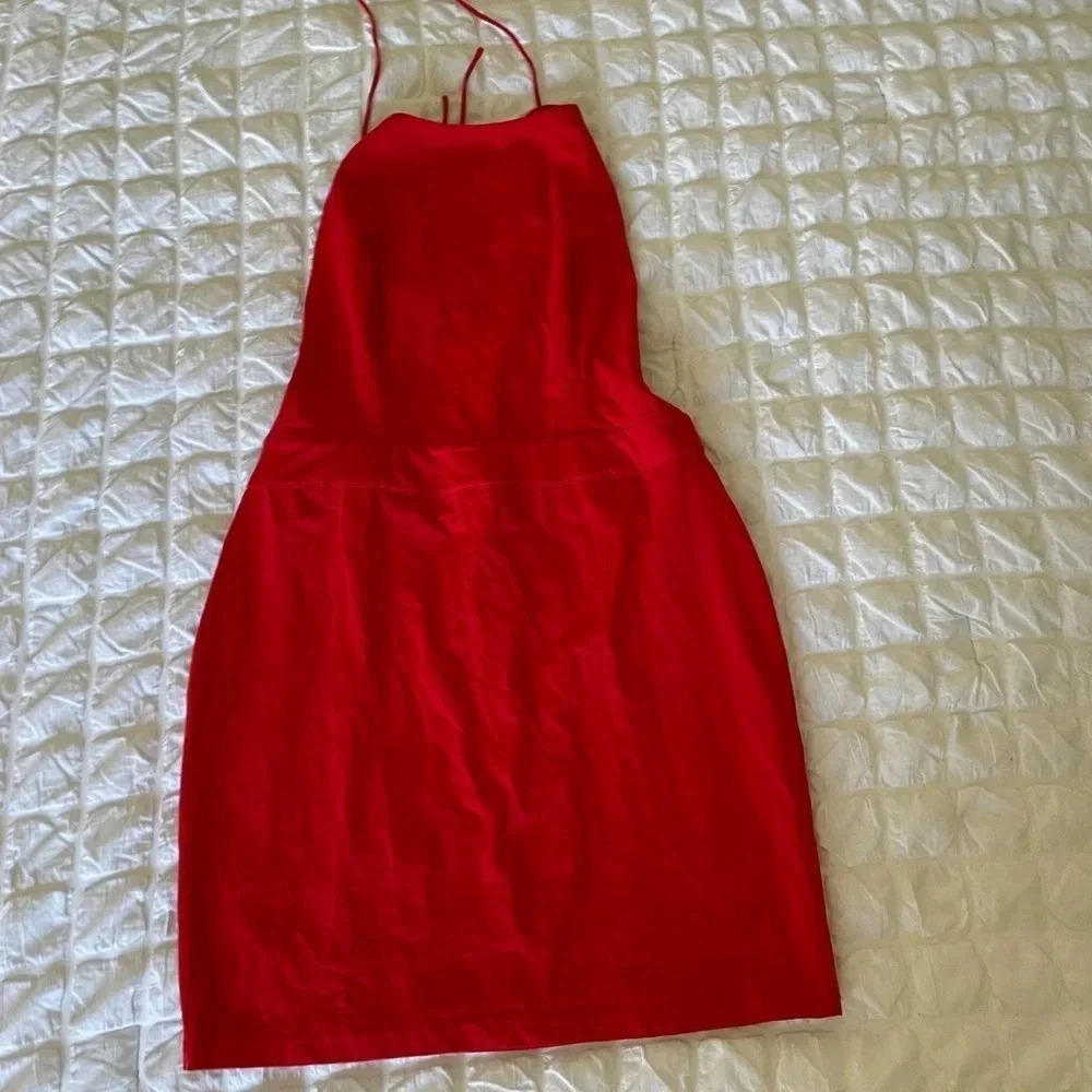 Revolve by the way red laced open back mini dress - image 3